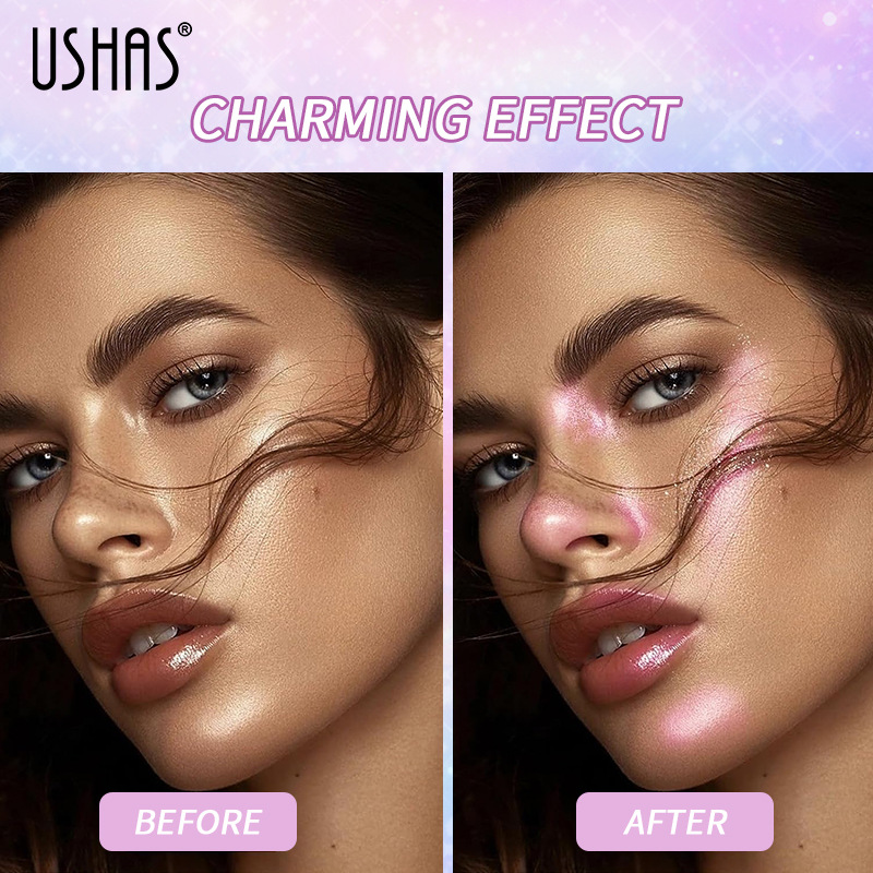 Ushas Europe and America Cross Border Spot Pearl Makeup Mist Spray Long-Lasting Finishing Waterproof Sweat-Proof Smear-Proof Makeup Quicksand Glitter