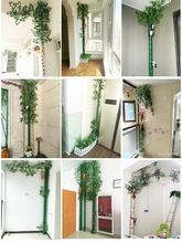 迪仕凯仿真竹子树皮绿植物包下水管道装饰塑料假花遮挡空调暖气管