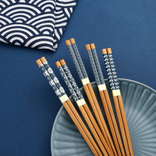 10双家用竹筷防滑日式尖头新款筷子复古风餐具套装创意礼品