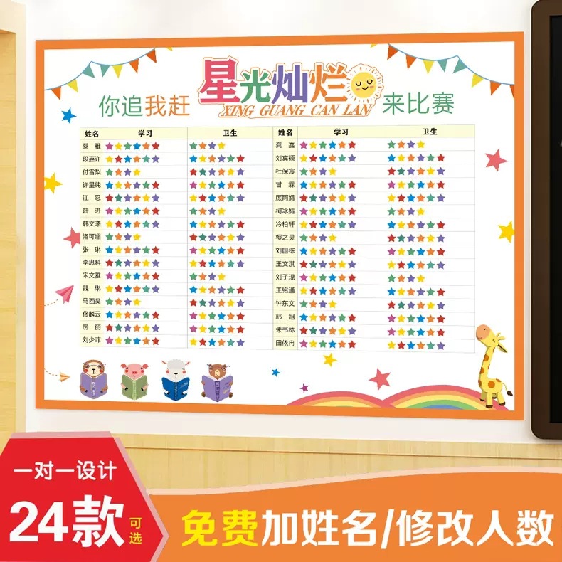 班级光荣榜评比栏墙贴小学幼儿园积分表你追我赶文化教室布置装饰