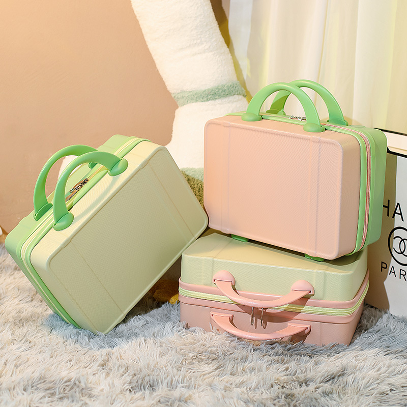 Korean Style Macaron Retro Gift Box Suitcase 14-Inch Cosmetic Case with Hand Gift Mini Storage Box