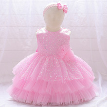 新款童装宝宝礼服裙儿童公主裙女童蓬蓬裙中小童蛋糕连衣裙带头饰