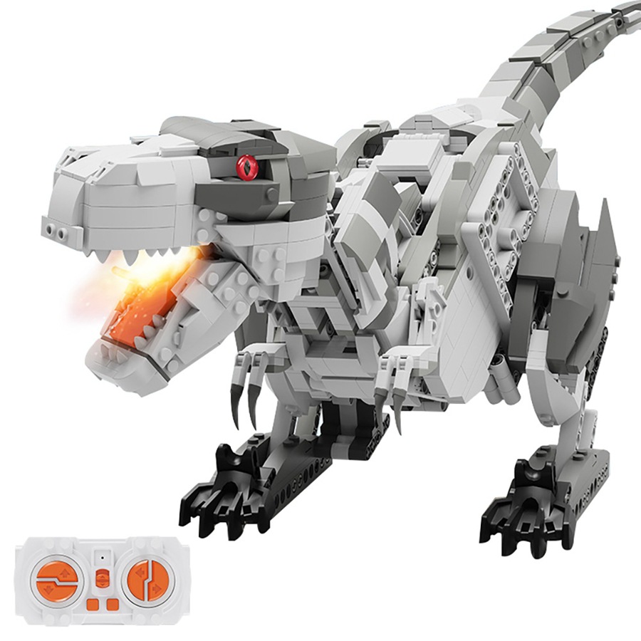男孩高难度拼装侏罗纪霸王龙兼容乐高小颗粒遥控行走恐龙积木玩具