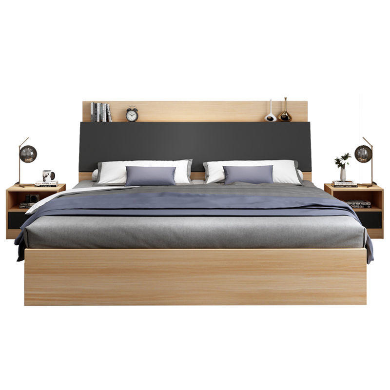 高箱床板式床现代简约双人床收纳储物床落地经济型出租房榻榻米床