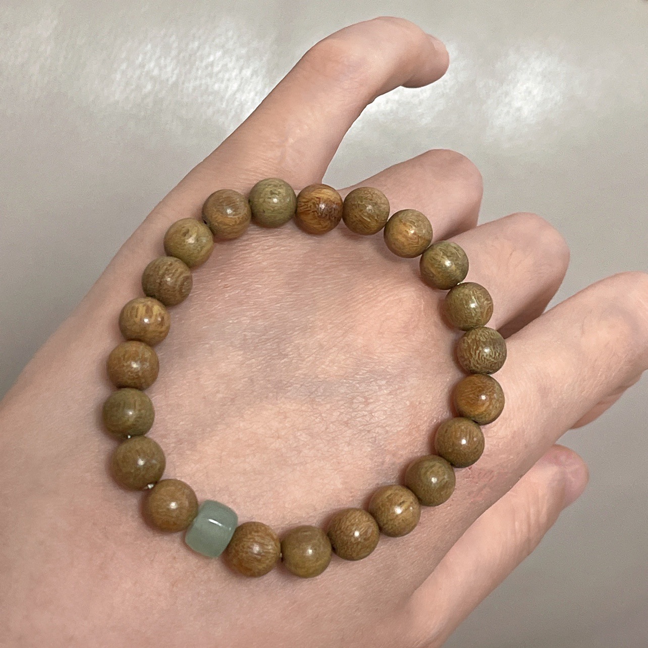 绿檀木佛珠手串女生简约佛珠木质香手链情侣檀香手串男民族风闺蜜