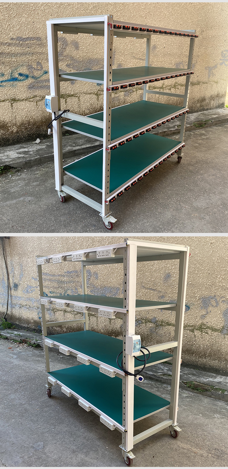 车间移动电源测试架老化架周转车防静电货架带轮子移动货架物料车