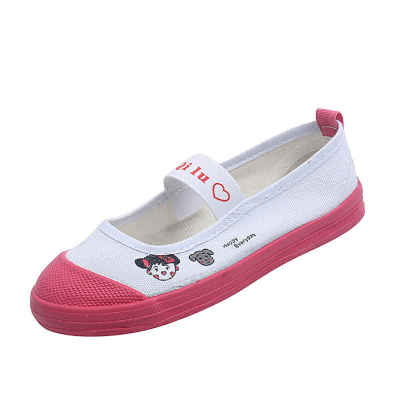 2023 New Boys and Girls Dance Canvas Shoes Comfortable Children Student Shoes Slip-on White Shoes Factory Wholesale