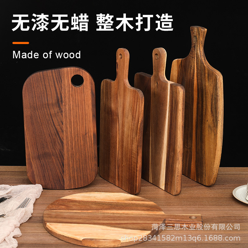 Cross-Border Cutting Board Solid Wood Pizza Cutting Board One Piece Dropshipping in Stock Household Chopping Board Wooden Cutting Board Acacia Mangium Cutting Board