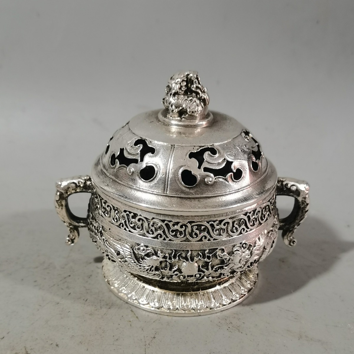 仿古镀银双龙金蟾香炉桌面摆件檀香熏香炉国潮摆饰文玩工艺品摆设