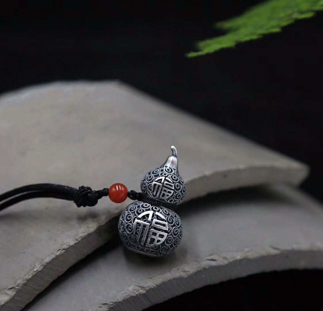 银饰 足银999纯银手工掐丝葫芦吊坠 镂空挂坠情侣 一件代发