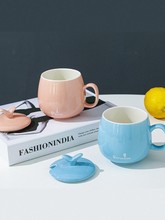 可爱超萌杯子女陶瓷创意个性咖啡杯潮流情侣家用水杯马克杯带盖勺