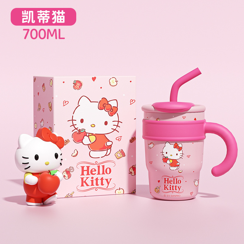 Sanrio Hellokitty Large Ice Cup Big Mac Girl Good-looking Large Capacity Straw Stainless Steel Vacuum Cup