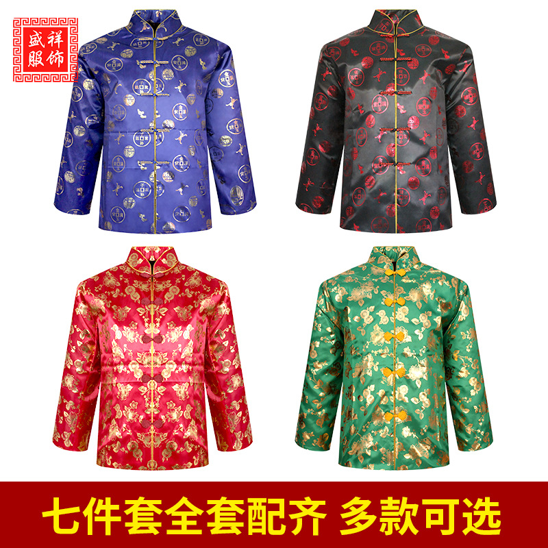 厂家寿衣全套配齐七件套寿衣老衣殡葬用品花圈骨灰盒孝衣死人