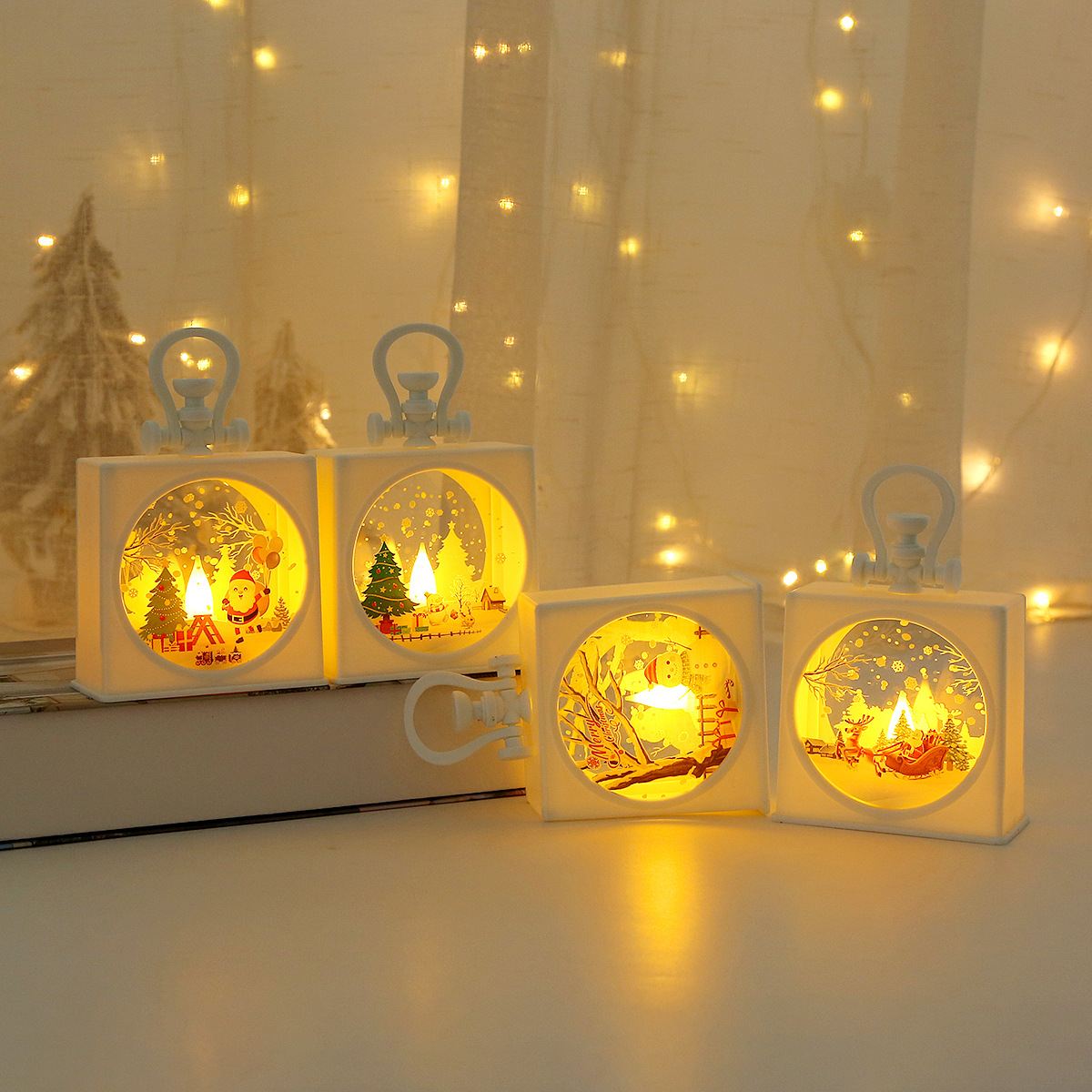 Christmas Decorations Pendant Portable Small Oil Lamp Storm Lantern Desktop Window Decoration Creative Children's Gift Small Night Lamp