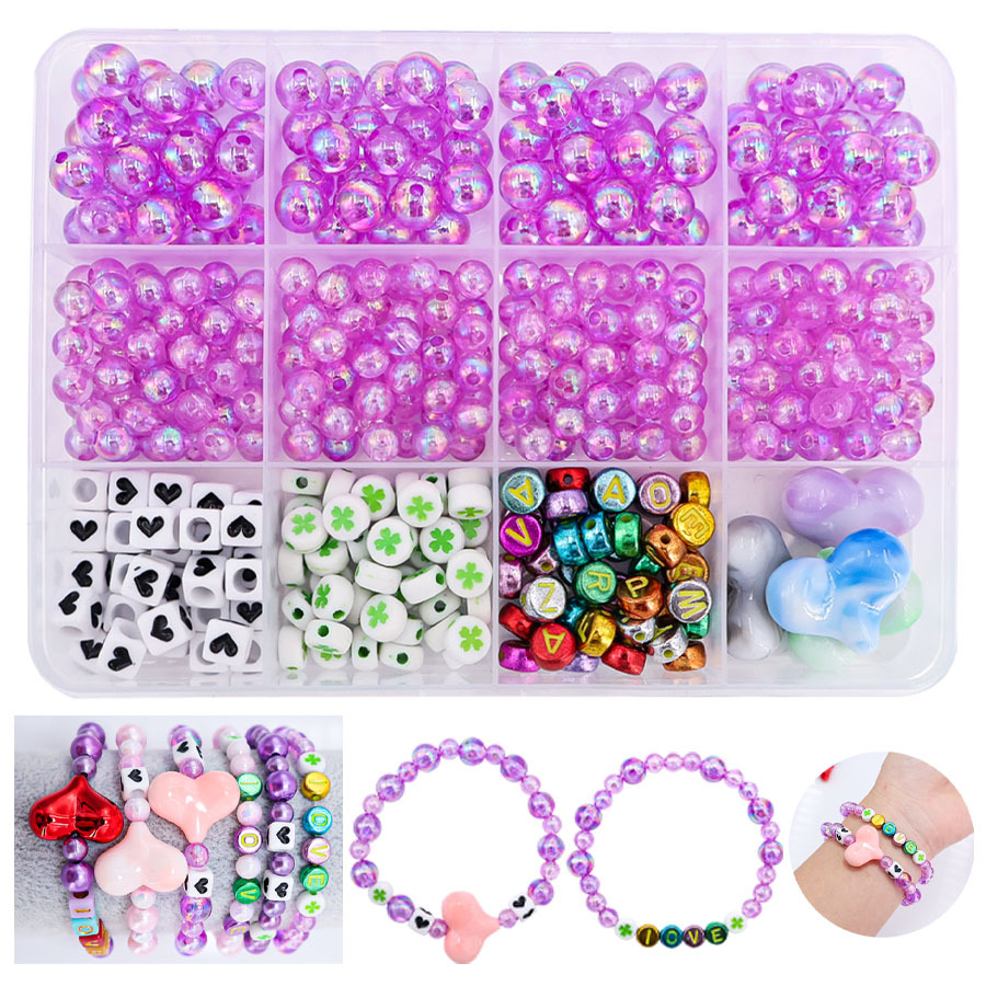 Valentine's Day Love Beaded Diy Bracelet Material Package Beads Scattered Beads Diy Ornament Accessories String Beads Accessories Beads