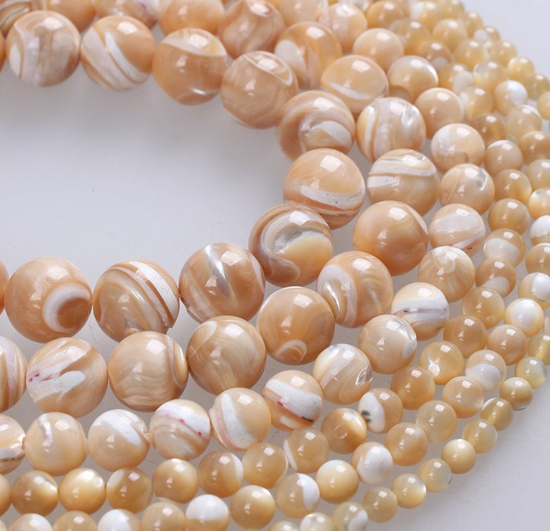 黄色马蹄螺贝壳圆珠散珠饰品配件diy杂石珠子手链项链制作g647