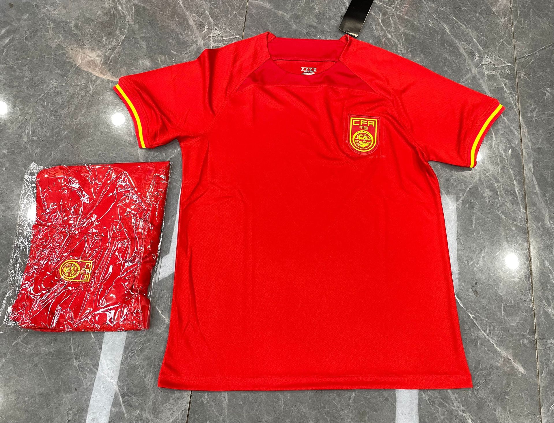 球衣新款2023中国主场足球服套装男印制印字成人儿童款学生训练服