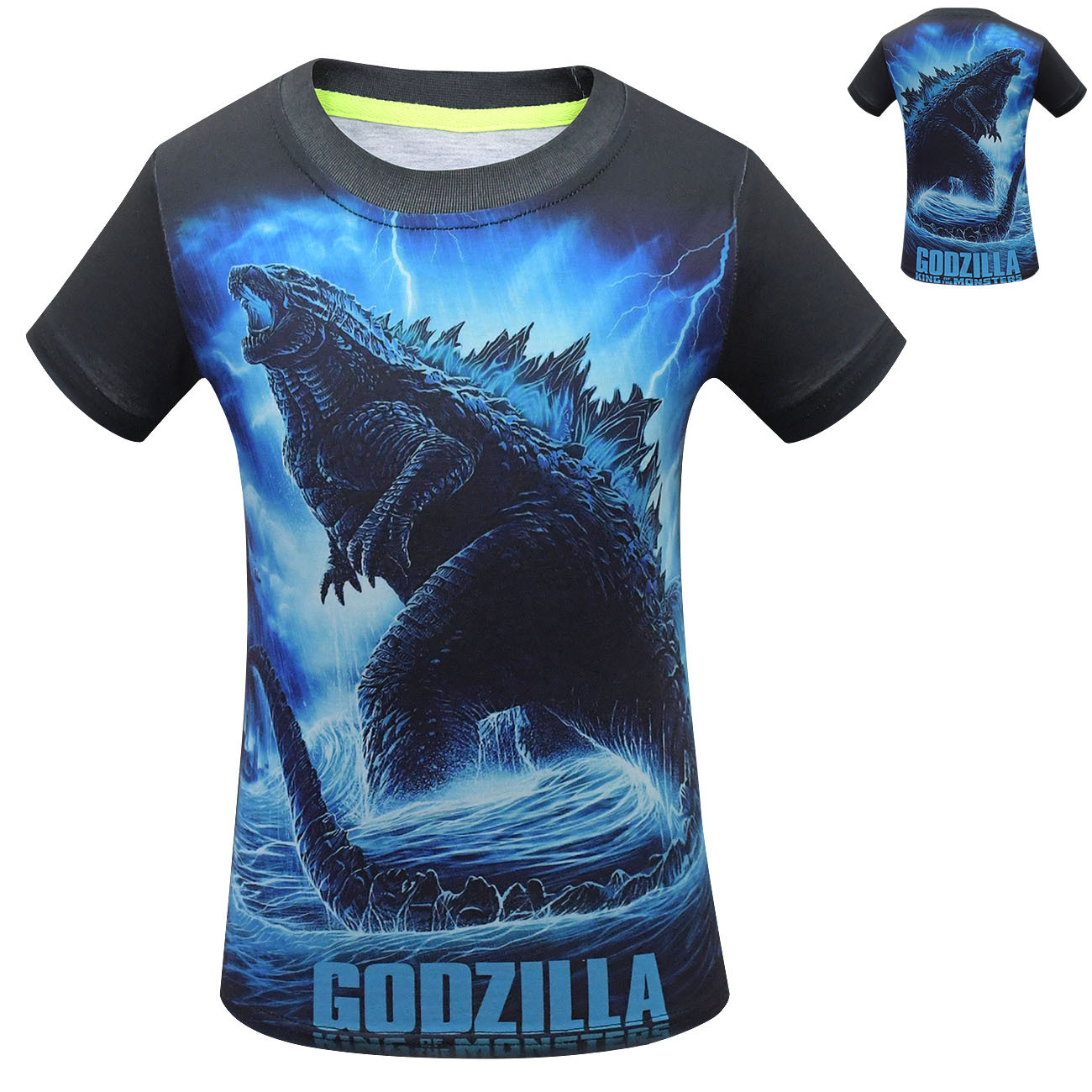 跨境电商 godzilla 哥斯拉 周边男童t恤中大童短袖圆领现货3645