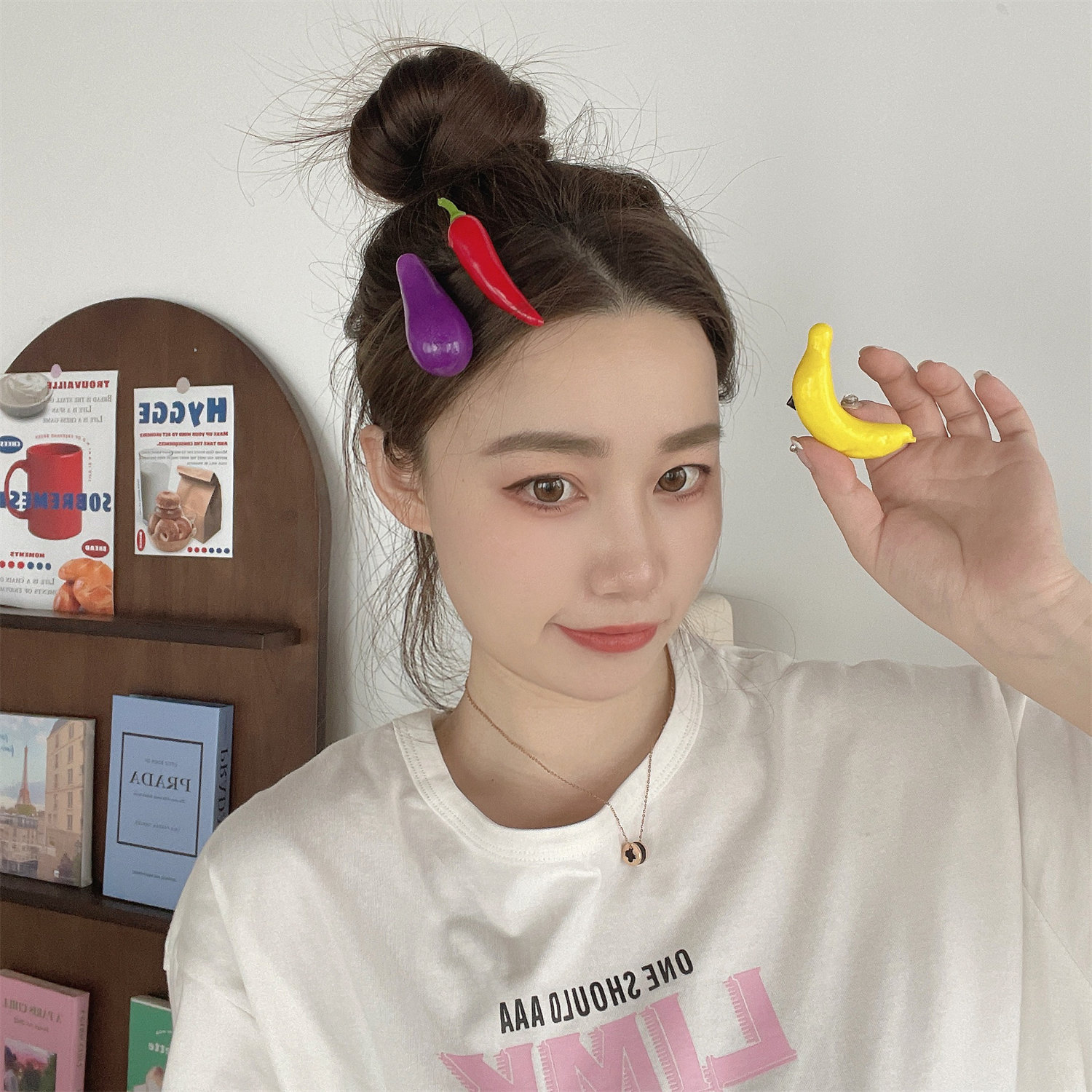 Emulational Fruits and Vegetables Hair Clip 2023 Internet Celebrity Same Style Fringe Hairpin Women Cute Broken Hair Little Clip Hair Accessories