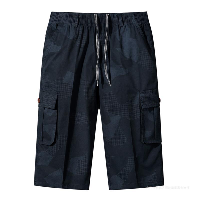 宽松新款薄七分裤马裤直筒休闲运动多袋工装中裤子男短裤夏季沙滩