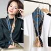 Korean Edition spring and autumn Versatile Satin scarf Korean Edition fashion Scarf double-deck printing Floral Silk scarf Korean Edition spring and autumn Versatile Satin scarf Korean Edition fashion Scarf double-deck printing Floral Silk scarf