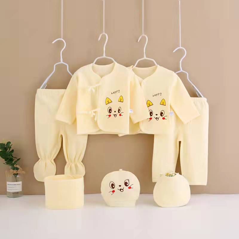 Plastic Bag Cotton Newborn Seven-Piece Newborn Baby Rompers Baby Match Sets Clothing Supplies Gift Bag