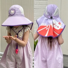 儿童防晒帽夏季男孩女童遮阳帽宝宝太阳帽披肩透气防紫外线大帽檐