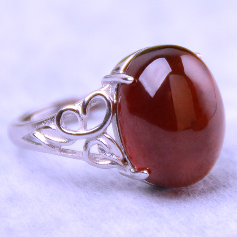 石榴石戒指成品戒指裸石石榴石戒面925银镶嵌