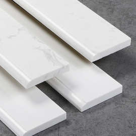 新款高档简约大理石踢脚线客厅纯白色地脚线通体石材雅士白法国边