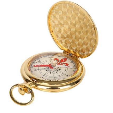厂家直销J35全金属翻盖指北针户外罗盘怀表铜质镀金银色指南针