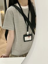 阿秋的店简约通勤条纹短袖恤女夏新款宽松圆领百搭上衣