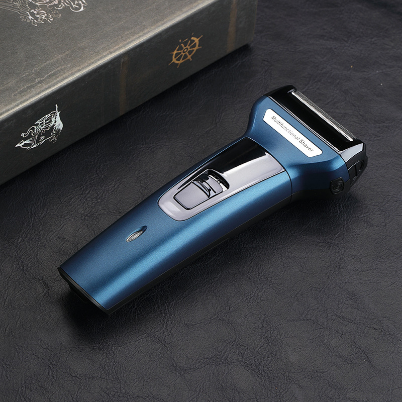 Rechargeable USB Motor Three-Bit Shaving Water Blue USB Portable Fully Washable Shaver Hair Generation