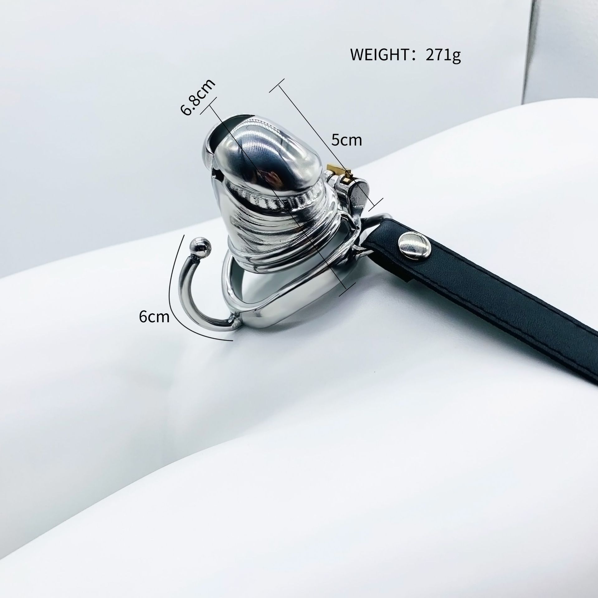 frrk穿戴不锈钢托蛋款卡环贞操锁黑色皮质裤可调节男用情趣性用品