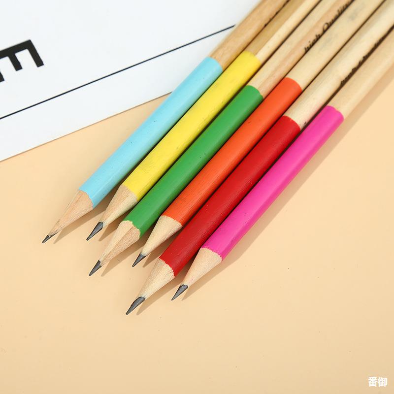 双色皮头hb铅笔12支pvc盒装写字笔 带橡皮写字考试素描铅笔批发