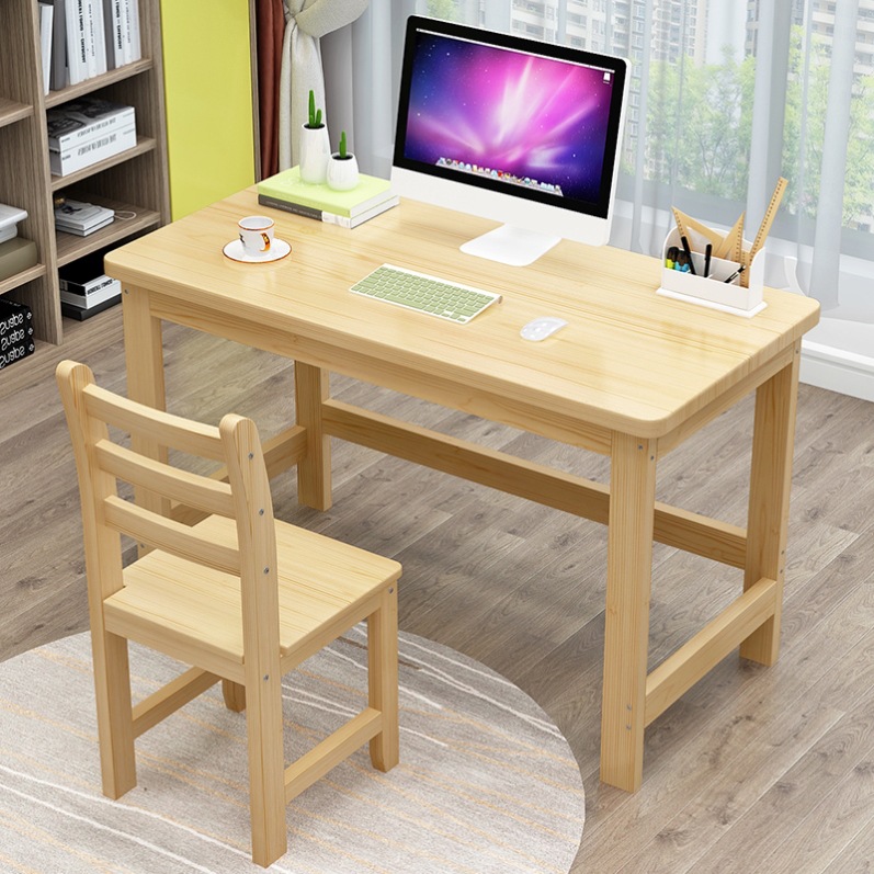 实木电脑桌3一6岁儿童学习桌男女孩写作业的书桌网红桌椅组合套装