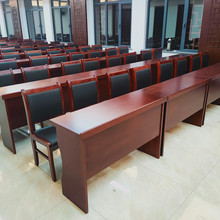 会议室长条会议桌椅组合双人1.2实木油漆办公桌1.8米条形培训青贸