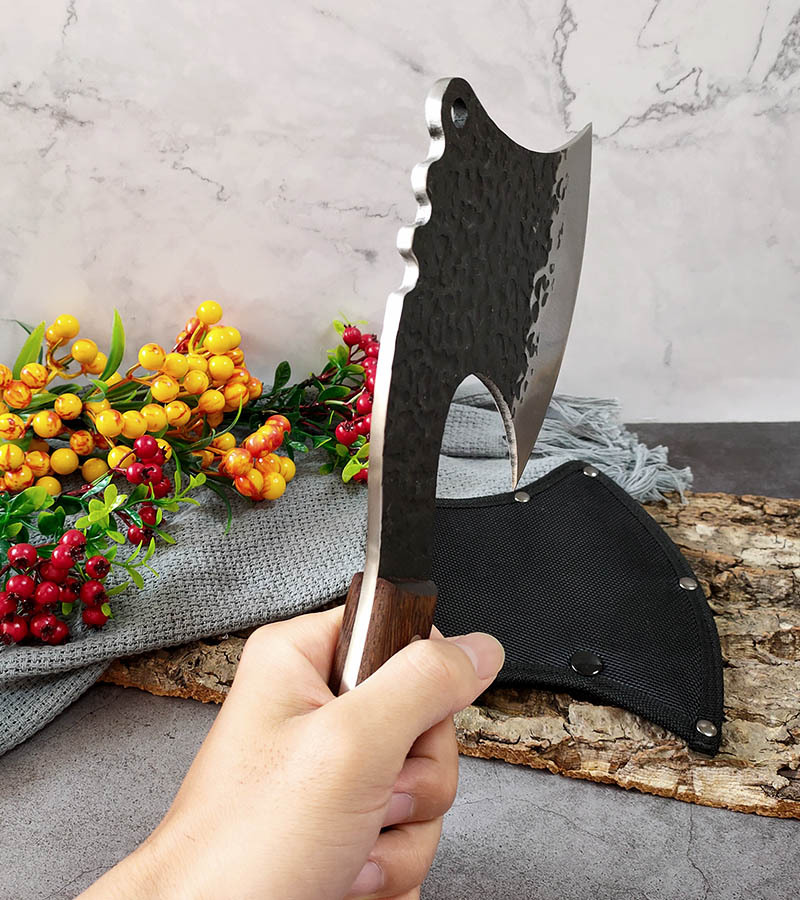 龙泉锻打斩骨斧商业屠夫剁牛骨头刀家居酒店厨房多用砍斧户外砍柴