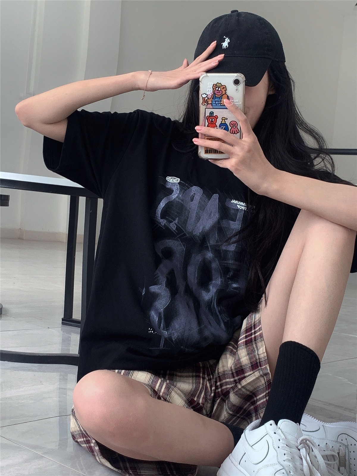 潮流薄款女t恤复古美式短袖t恤女装夏薄款欧美ins潮2021新款设计感