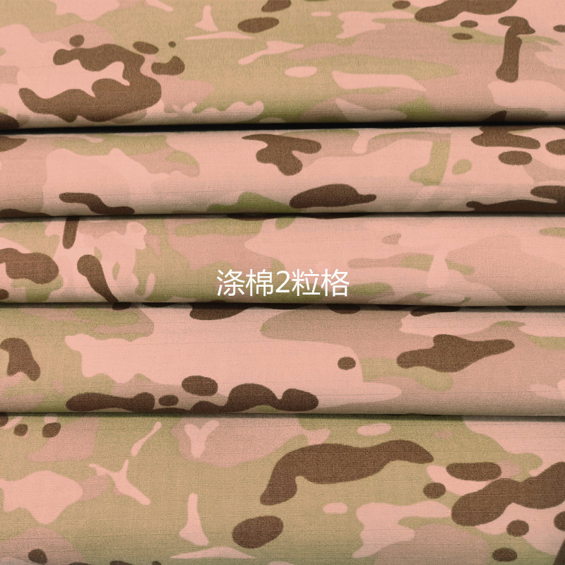 厂家现货迷彩布料涤棉格子印花手感好健康印染6535tc服装面料
