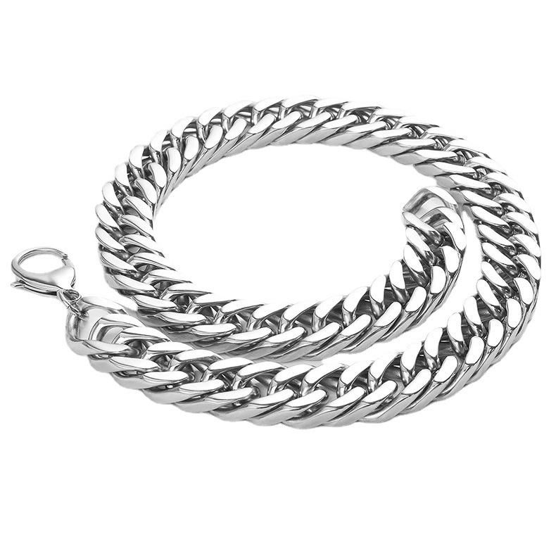 厂家直销欧美时尚不锈钢牛仔链 精抛光双织四边磨潮男嘻哈项链