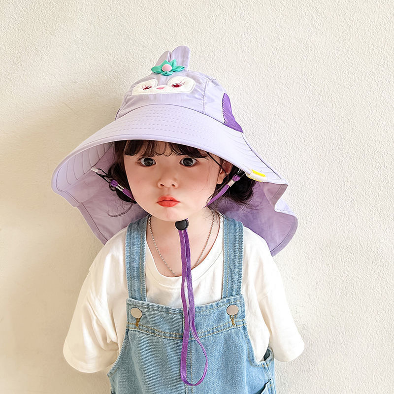 儿童防晒帽女童大帽檐夏季薄款可爱宝宝遮阳帽防晒防紫外线太阳帽