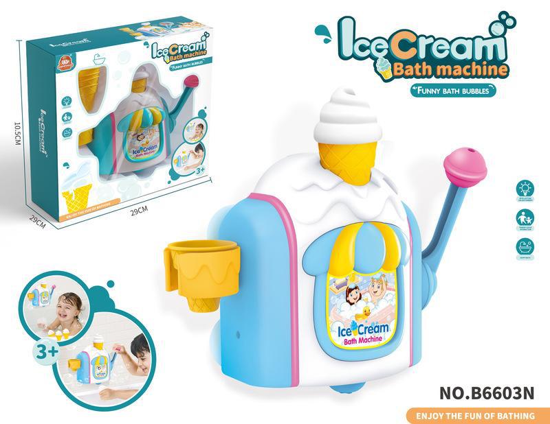 Cross-Border Children's Bathroom Ice Cream Bubble Machine Bath and Water Toys Manual Bubble Making Machine Ice Cream Machine