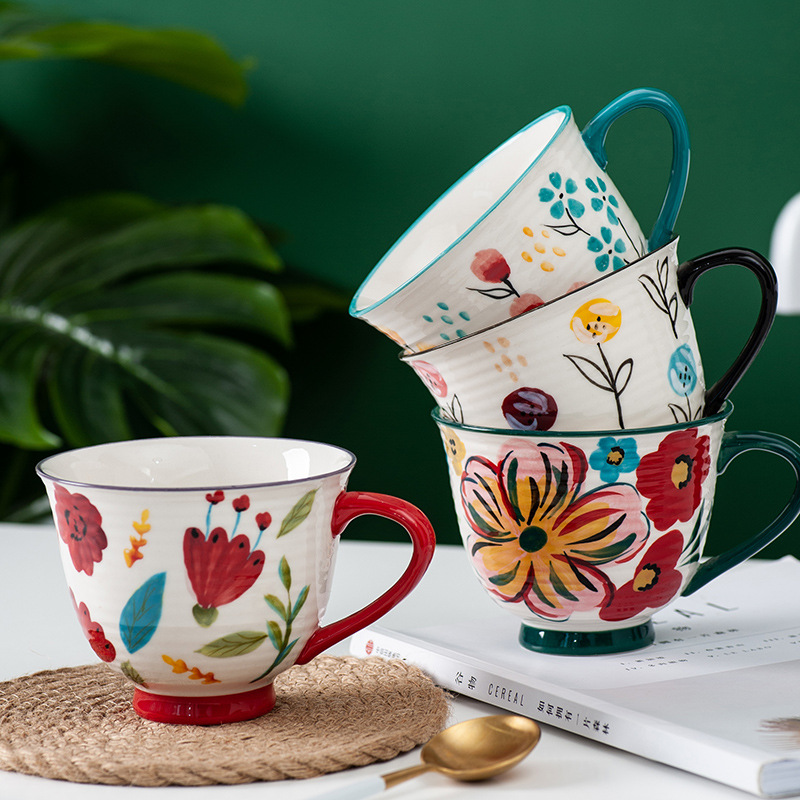 日式杯子创意个性陶瓷马克杯大容量家用可爱情侣早餐燕麦咖啡水杯