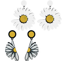欧美跨境新款雏菊花朵亚克力夸张长款耳环个性925银针耳钉耳环