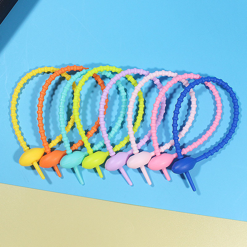 硅胶扎带数据线收纳整理绕线器DIY钥匙扣饰品挂件彩色挂绳眼镜配