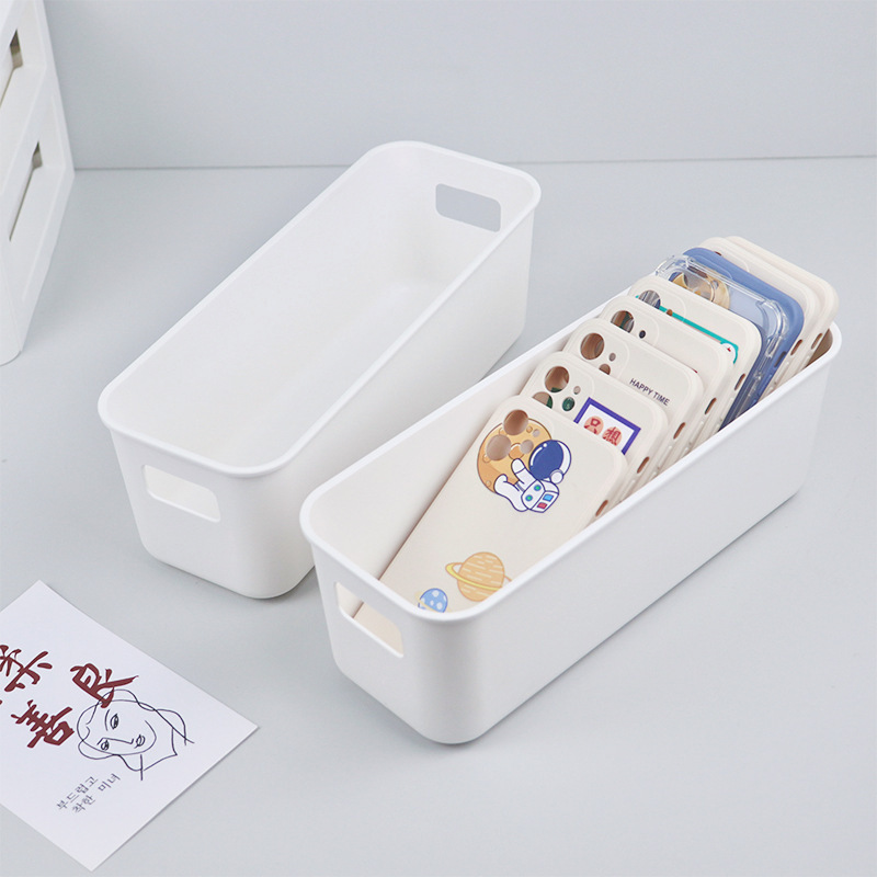Phone Case Storage Box Student Dormitory Desktop Cosmetics Rectangular Sundries Stationery Rack Portable Storage Basket