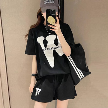 欧货小个子休闲运动服套装女夏季宽松韩版时尚洋气短袖短裤两件套