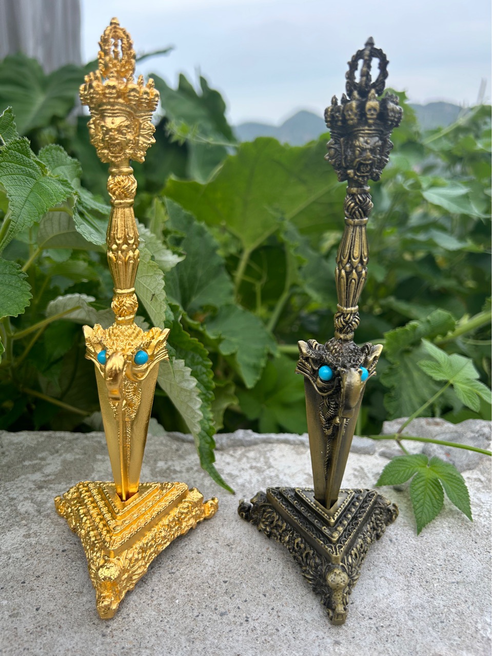 藏传密宗 大号普巴金刚杵 秽迹金刚橛 降魔杵降魔镢 合金高约21cm