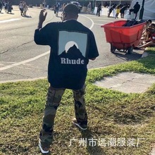 跨境高版本RHUDE短袖集合美式复古万宝路高街休闲宽松情侣圆领T恤
