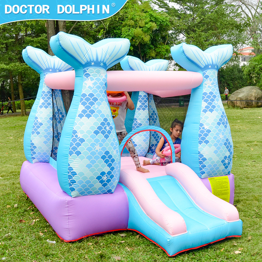 博士豚美人鱼儿童小型充气蹦床儿童蹦蹦床滑滑梯充气城堡托儿所